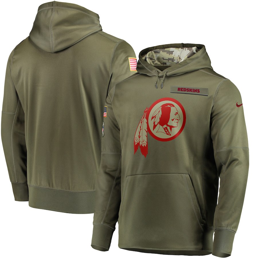 Men Washington Redskins Nike Olive Salute To Service KO Performance Hoodie Green